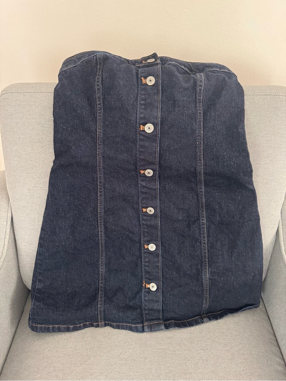 Abercrombie & Fitch Dark Blue Denim Strapless Dress